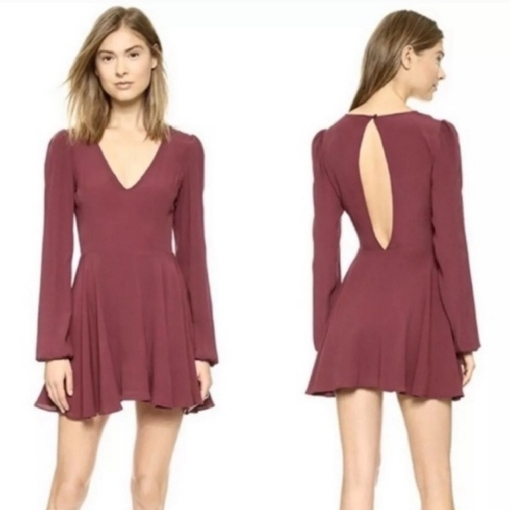 Lovers and Friends Burgandy Long Sleeve Dress Backless
